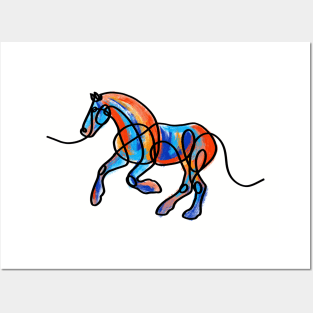 Single Line Horse Art Posters and Art